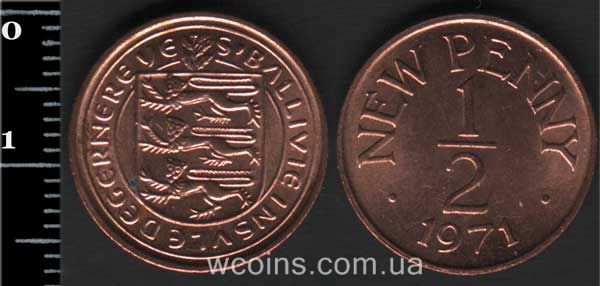 Монета Ґернсі 1/2 нових пенні 1971