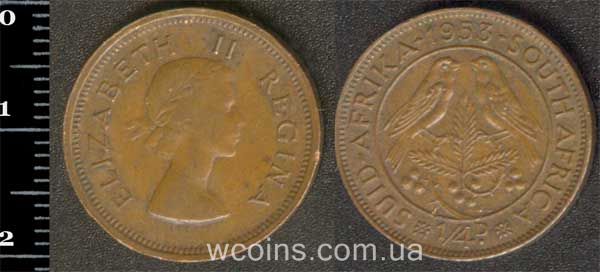 Монета Південна Африка 1/4 пенні 1953