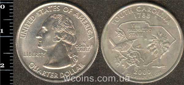 Монета США 25 центів 2000 Південна Кароліна
