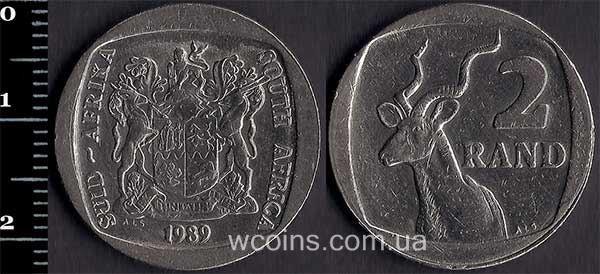 Coin South Africa 2 rands 1989