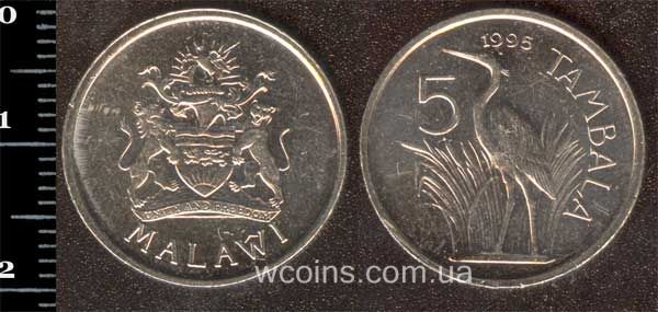 Монета Малаві 5 тамбала 1995