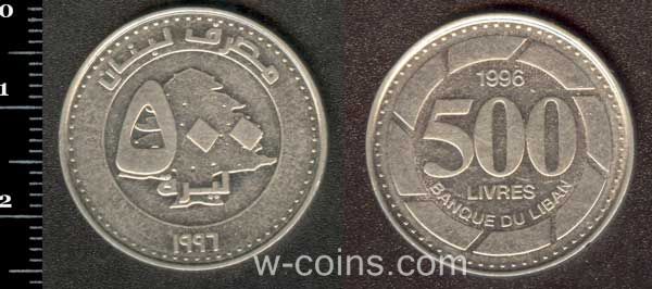 Монета Ліван 500 фунтів 1996