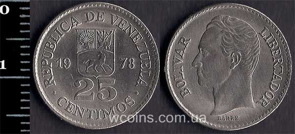 Монета Венесуела 25 сентимо 1978