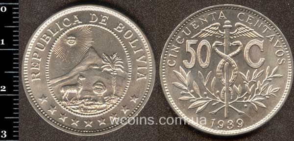 Монета Болівія 50 сентаво 1939