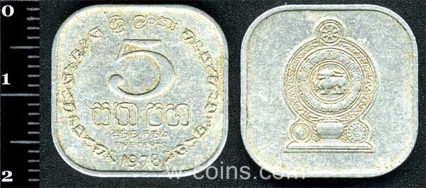 Монета Шрі-Ланка 5 центів 1978