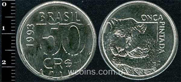 Монета Бразілія 50 крузейро реал 1993