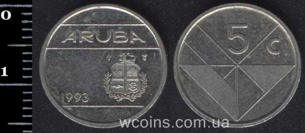 Монета Аруба 5 центів 1993