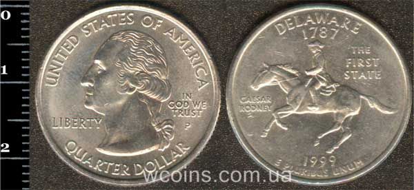 Монета США 25 центів 1999 Делавер