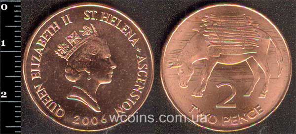 Монета Святої Єлени та Вознесіння О-ви 2 пенса 2006