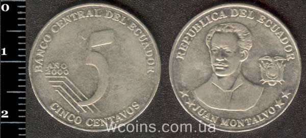 Монета Еквадор 5 сентаво 2000
