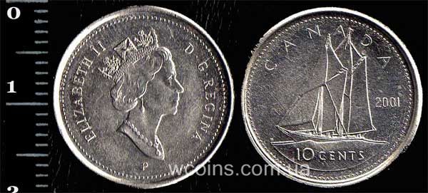 Монета Канада 10 центів 2001