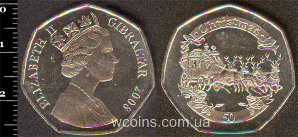 Монета Ґібралтар 50 пенсів 2008