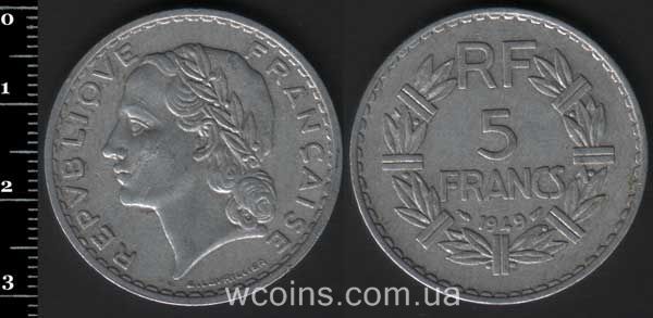Монета Франція 5 франків 1949