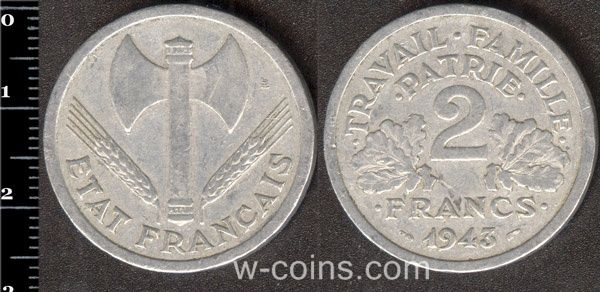 Монета Франція 2 франка 1943