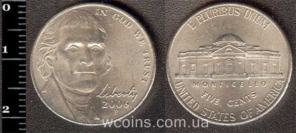 Монета США 5 центів 2006