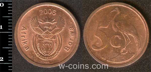Монета Південна Африка 5 центів 2006