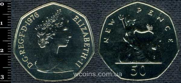 Монета Великобританія 50 нових пенсів 1976