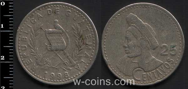 Монета Гватемала 25 сентаво 1998