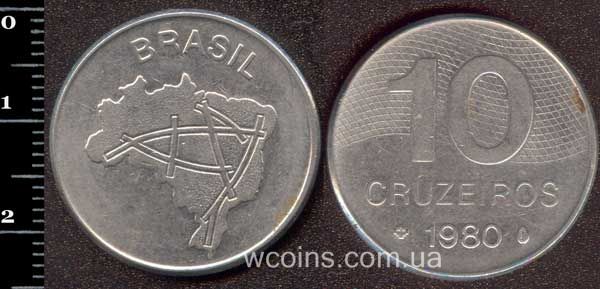 Монета Бразілія 10 крузейро 1980