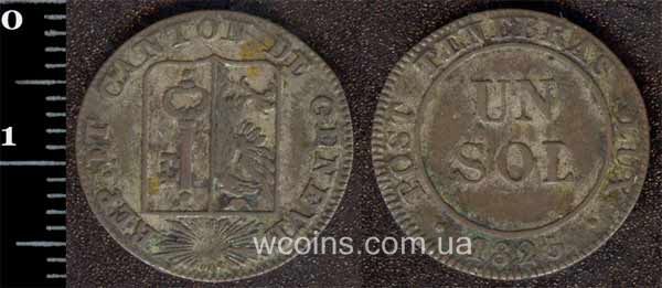 Монета Швейцарія 1 соль 1825