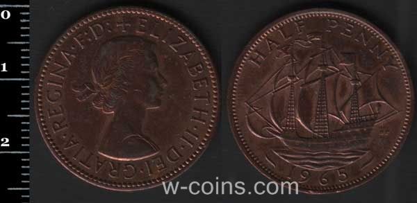 Монета Великобританія 1/2 пенні 1965