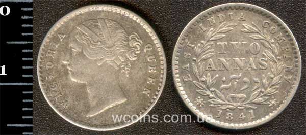 Монета Індія 2 анни 1841