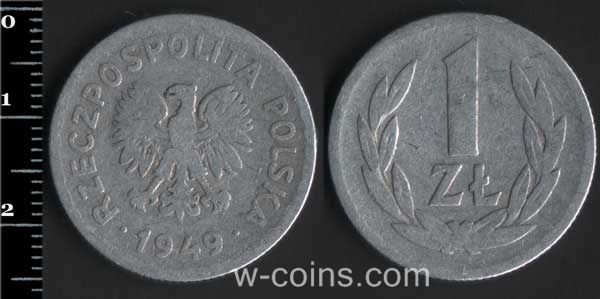 Coin Poland 1 złoty 1949