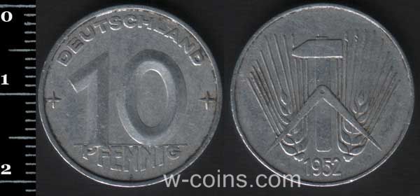 Монета Німеччина 10 пфенігів 1952