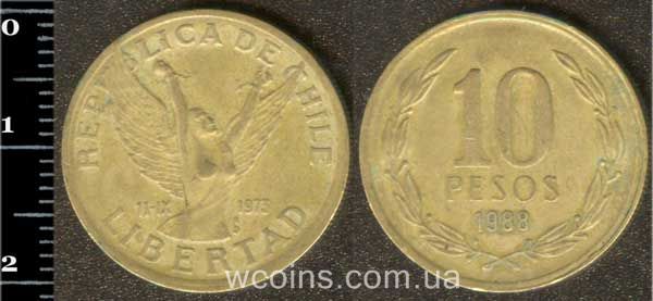 Монета Чілі 10 песо 1988