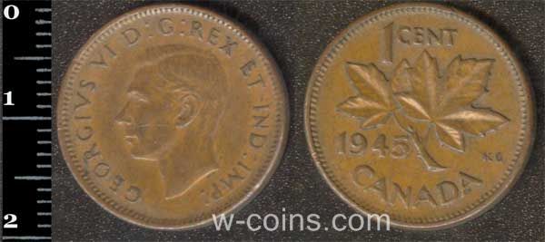 Монета Канада 1 цент 1945