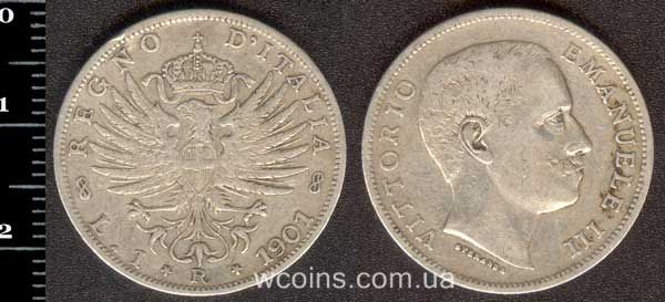 Монета Італія 1 ліра 1901