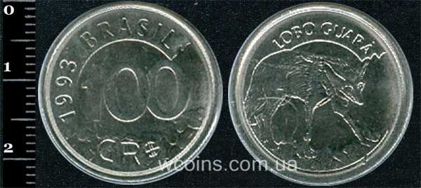 Монета Бразілія 100 крузейро реал 1993