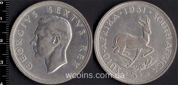 Монета Південна Африка 5 шилінгів 1951