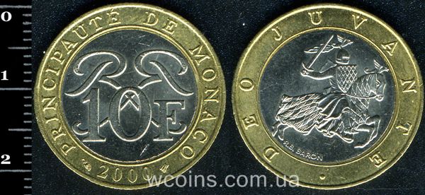 Монета Монако 10 франків 2000
