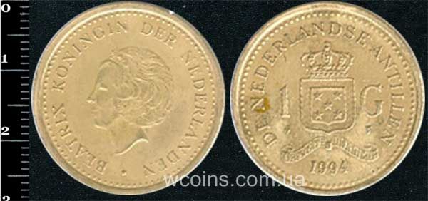Монета Кюрасао 1 гульден 1994