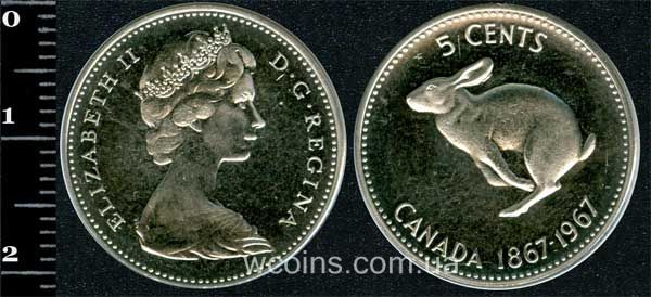 Монета Канада 5 центів 1967
