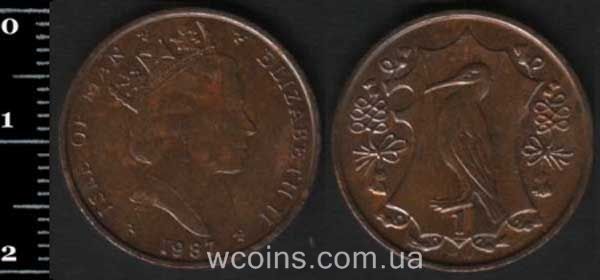 Монета Мен 1 пенні 1987