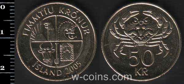 Монета Ісландія 50 крон 2005