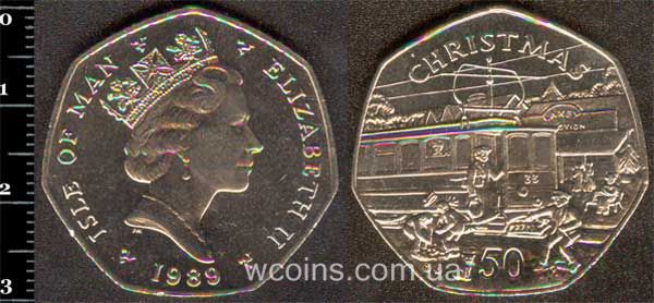 Монета Мен 50 пенсів 1989
