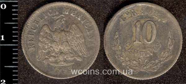 Монета Мексика 10 сентавос 1893