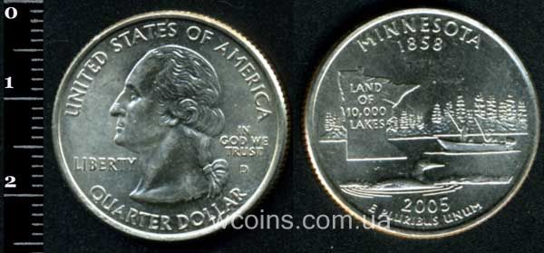 Монета США 25 центів 2005 Міннесота