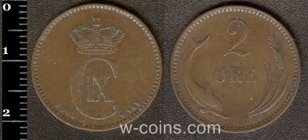 Монета Данія 2 ере 1906
