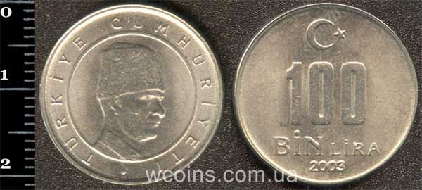 Монета Турція 100 000 лір 2003