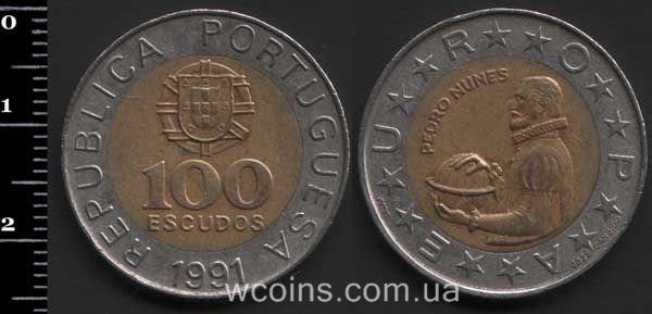 Монета Портуґалія 100 ескудо 1991