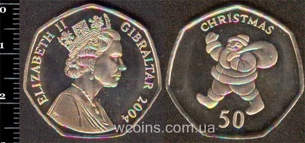 Монета Ґібралтар 50 пенсів 2004