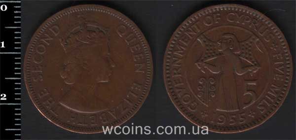 Монета Кіпр 5 мілс 1955