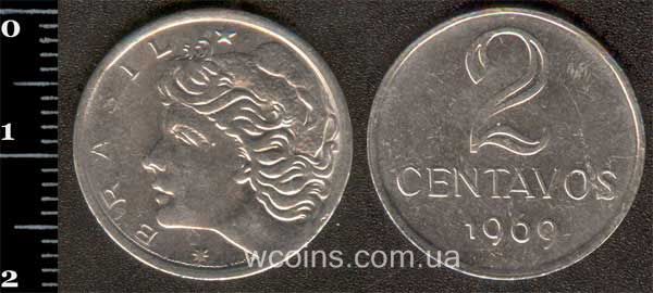Монета Бразілія 2 сентаво 1969