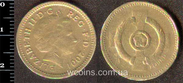 Монета Великобританія 1 фунт 2001