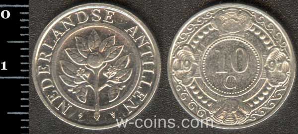 Монета Кюрасао 10 центів 1997