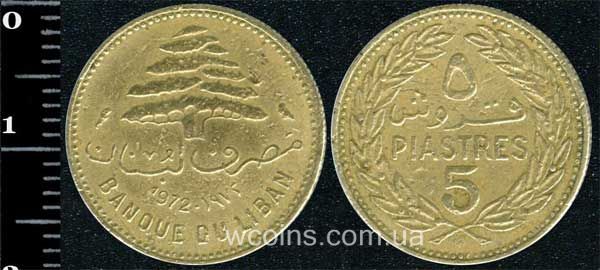 Coin Lebanon 5 piastres 1972
